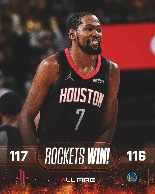 火箭客场险胜勇士创六连胜纪录 库里复出难改败