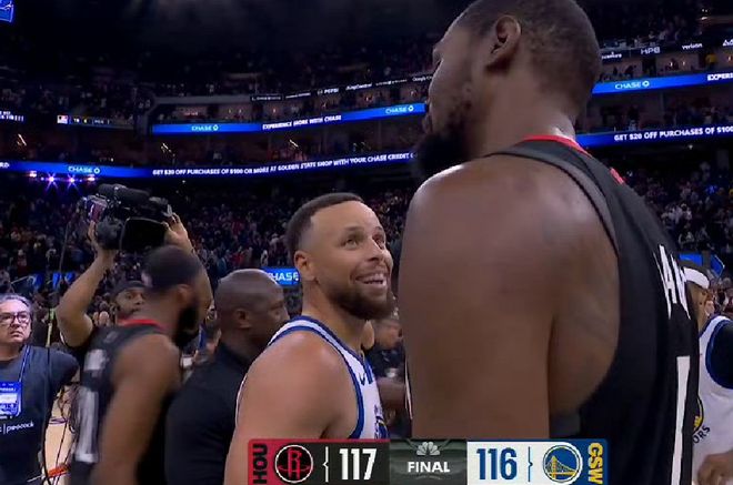 火箭客场险胜勇士创六连胜纪录 库里复出难改败